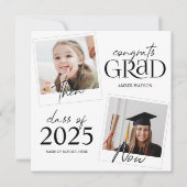 そして今 | 2枚の写真を使った卒業のお知らせ 案内状 (正面)