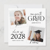 そして今 | 2枚の写真 卒業のお知らせ 招待状 (正面)