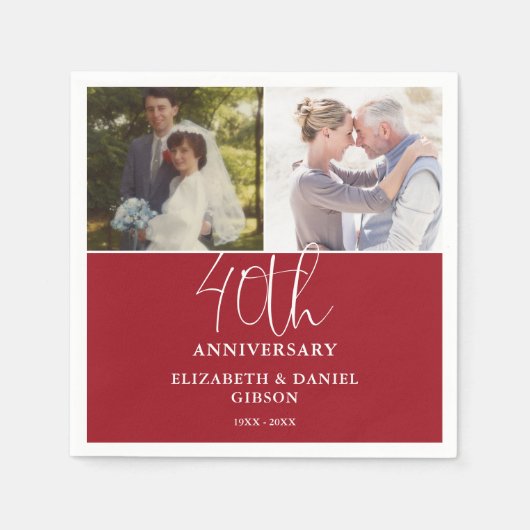 そして今 2 写真 40周年結婚記念日 スタンダードカクテルナプキン (正面)