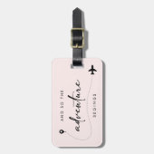 そして冒険が始まる ブラック＆ピンク ラゲッジタグ (正面縦)