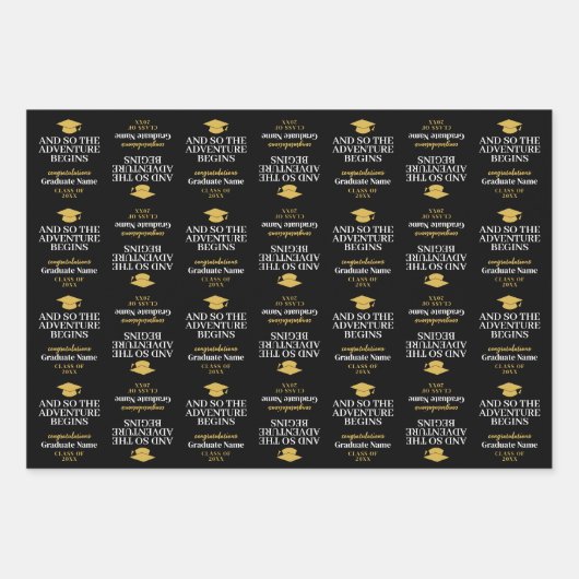 そして冒険が始まる – 卒業モダン ラッピングペーパーシート (正面)