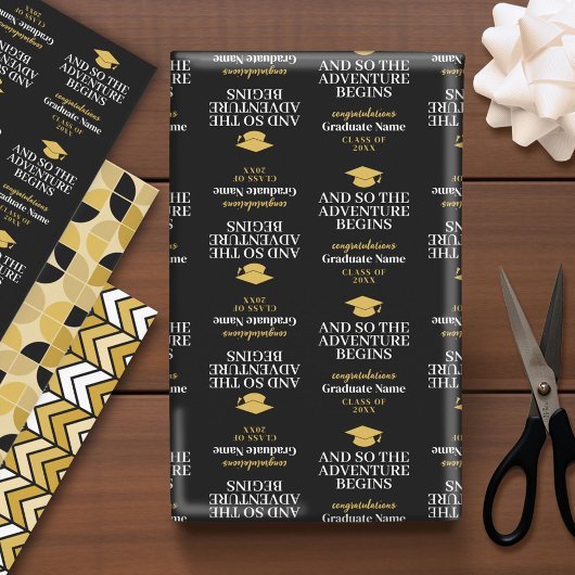 そして冒険が始まる – 卒業モダン ラッピングペーパーシート