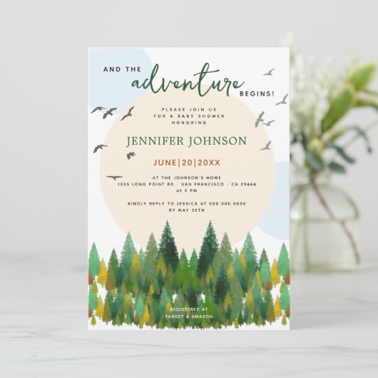 そして冒険はウッドランドの赤ん坊のシャワーを始める 招待状