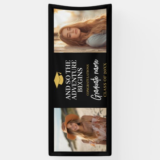 そして冒険は卒業モダンを待っている2写真 横断幕 (縦)