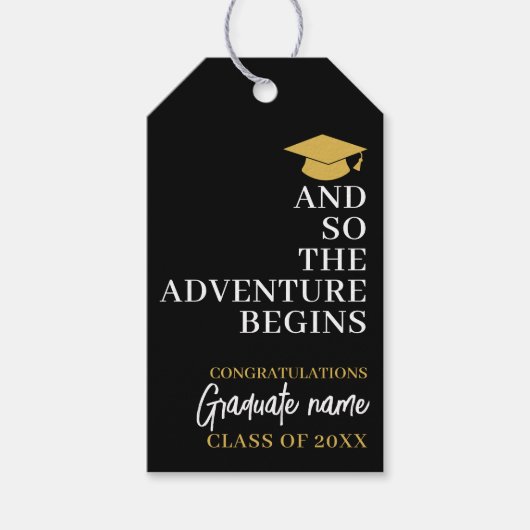 そして冒険は黒い金ゴールド卒業を始める ギフトタグ (正面)