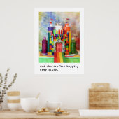 そして彼女はずっと楽しく作り上げたフォトグラフィー ポスター (キッチン)