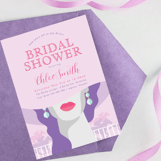 そして彼女は祭壇に向かっている、ダービーブライダルシャワー 招待状