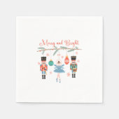 そして明るいメリーくるみ割り人形のバレエ・クリスマス スタンダードカクテルナプキン (正面)