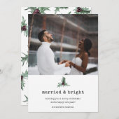 そして明るい結婚した写真ホリーの新婚クリスマス シーズンカード (正面/裏面)