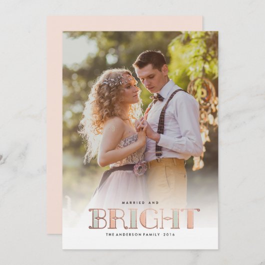 そして明る結婚したい写真のクリスマスグリーティングカード シーズンカード (正面/裏面)