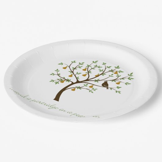 そして梨の木の中のオウム ペーパープレート (アングル)