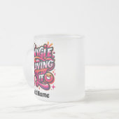 そして独身のそれを愛する – バレンタインデーの力を与える フロストグラスマグカップ (正面左)