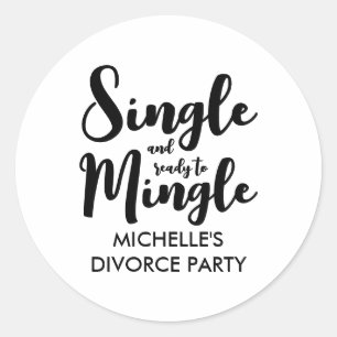 そして独身の、離婚のパーティーシールを混ぜ合わせる準備ができている ラウンドシール