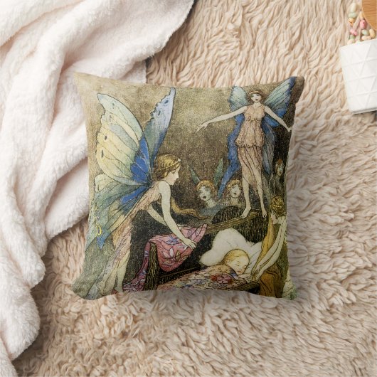 そして甘く自分のベッドの周りを歌いながら クッション (ブランケット)