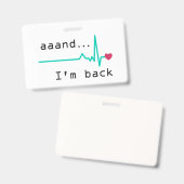 そして私は戻ってきた、ハートアタックサバイバー ビジネスカー バッジ (正面＆裏面)