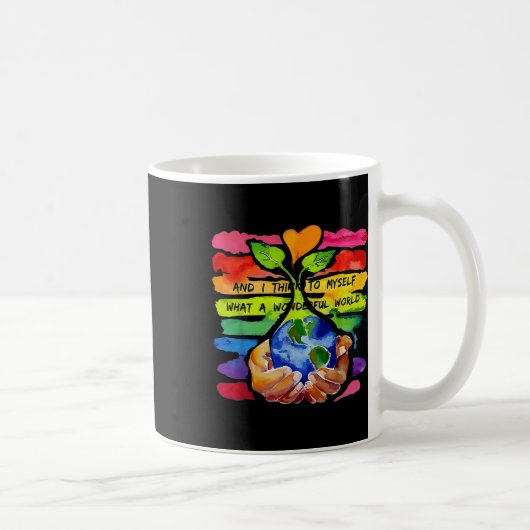 そして私考えは何て素晴らしい世界か コーヒーマグカップ (右)