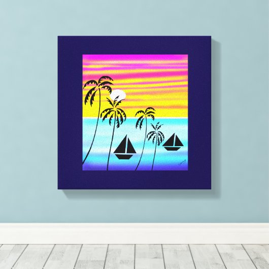 そして素晴らしキュートなトロピカルセーリング キャンバスプリント (インサイチュ (ウッドフロア))