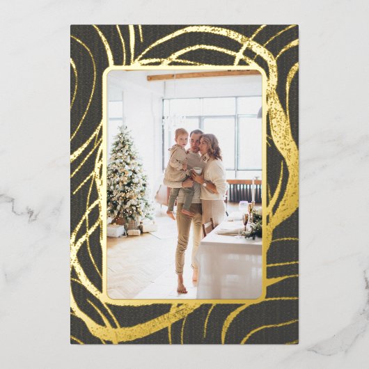 そして素晴らし洗練された写真のクリスマス 箔シーズンカード (正面)