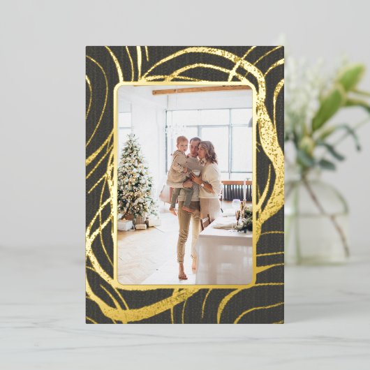 そして素晴らし洗練された写真のクリスマス 箔シーズンカード (立ち正面)