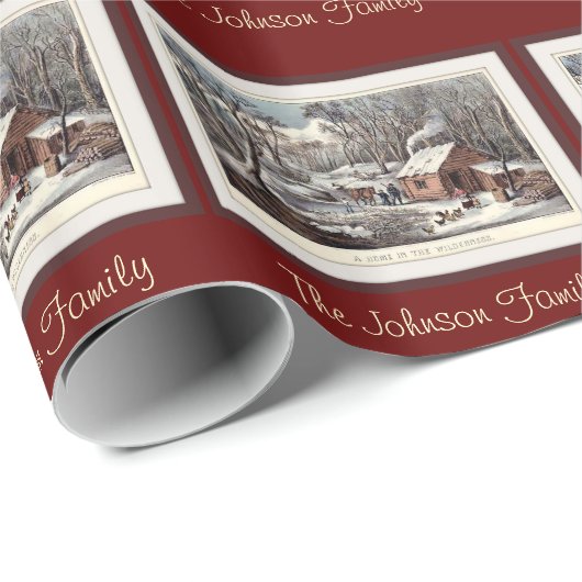 そして素朴な丸太小屋の名前をカスタムする ラッピングペーパー (ロールコーナー)