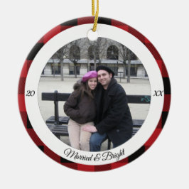 そして結婚した明るいクリスマスの飾り セラミックオーナメント