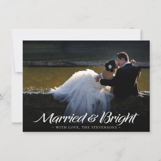 そして結婚した明るいクリスマス |フェスティバルの赤い写真 シーズンカード (正面)