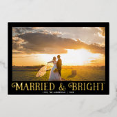 そして結婚した明るい新婚のブラック・金ゴールド・クリスマス 箔シーズンカード (正面)