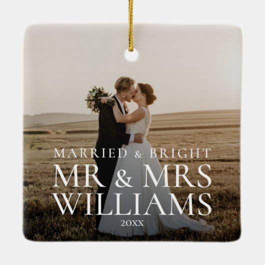 そして結婚した明るい新婚の結婚写真は セラミックオーナメント (裏面)