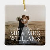 そして結婚した明るい新婚の結婚写真は セラミックオーナメント (正面)