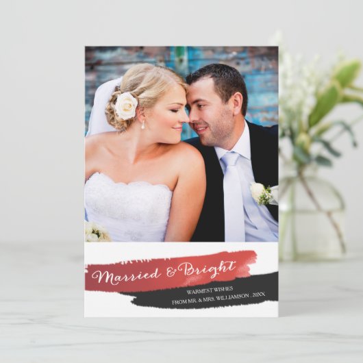 そして結婚した輝く金フェイク箔のクリスマス | レッド シーズンカード (スタンド正面)