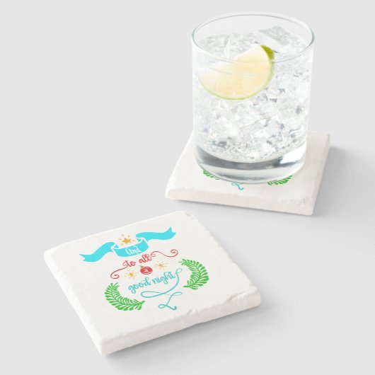 そして良い夜のクリスマスタイポグラフィに ストーンコースター (横)