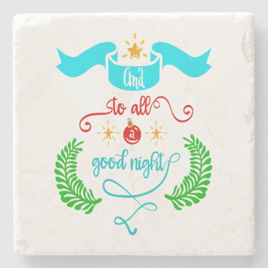 そして良い夜のクリスマスタイポグラフィに ストーンコースター (正面)