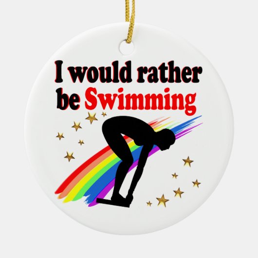 そして鮮やか私はむしろ泳いでいきたい色 セラミックオーナメント (正面)