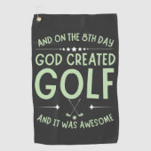 そして8日目に神はゴルフ聖書の聖句をおもしろい創造した ゴルフタオル (正面)