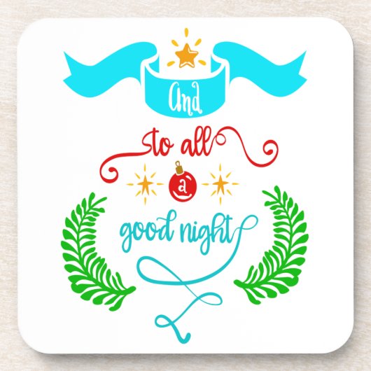 そして、すべての良い夜のクリスマス、タイポグラフィ、ZSG コースター (正面)