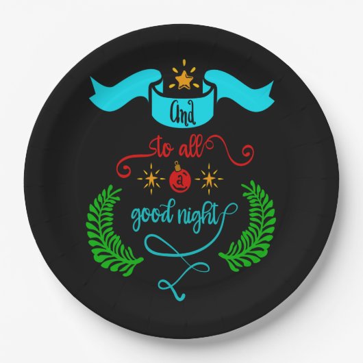 そして、すべての良い夜のクリスマス、タイポグラフィ、ZSG ペーパープレート (正面)