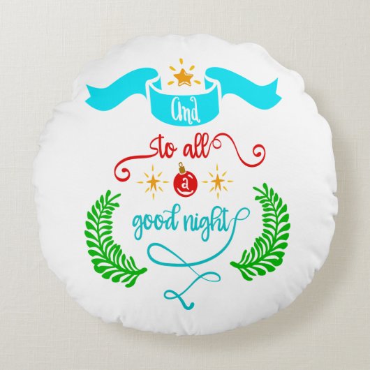 そして、すべての良い夜のクリスマス、タイポグラフィ、ZSG ラウンドクッション (正面)