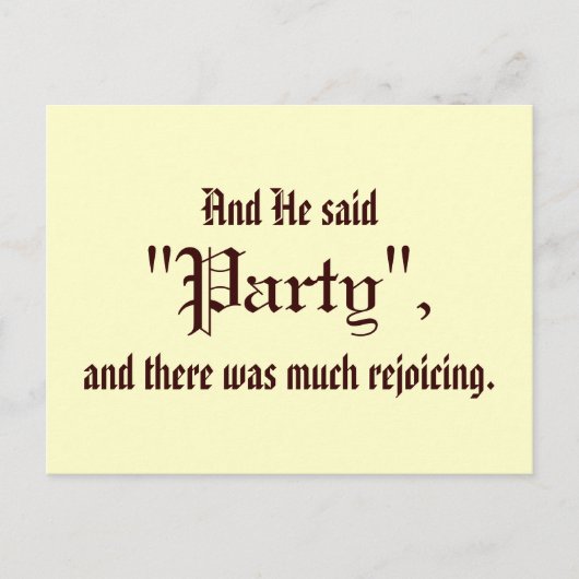 そして「パーティー」と言った。 ポストカード (正面)