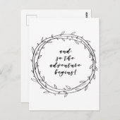 そして、冒険が始まる – 手書きのスクリプト ポストカード (正面/裏面)