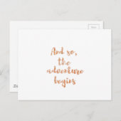 そして、冒険が始まる – 旅行のインスピレーション ポストカード (正面/裏面)