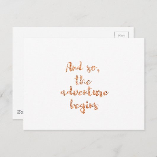 そして、冒険が始まる – 旅行のインスピレーション ポストカード (正面/裏面)