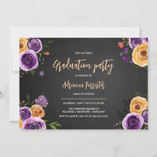 そして、冒険はフローラ大学院写真を始める 招待状 (裏面)