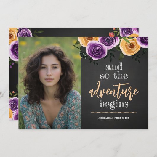 そして、冒険はフローラ大学院写真を始める 招待状 (正面/裏面)