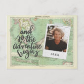 そして、冒険は写真の卒業招待を開始する インビテーションポストカード (正面)