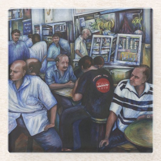 そして…郵便結婚した配達人 ガラスコースター (正面)