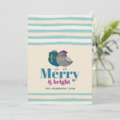 そしメリーて明るい可愛い冬の鳥のクリスマス シーズンカード (スタンド正面)