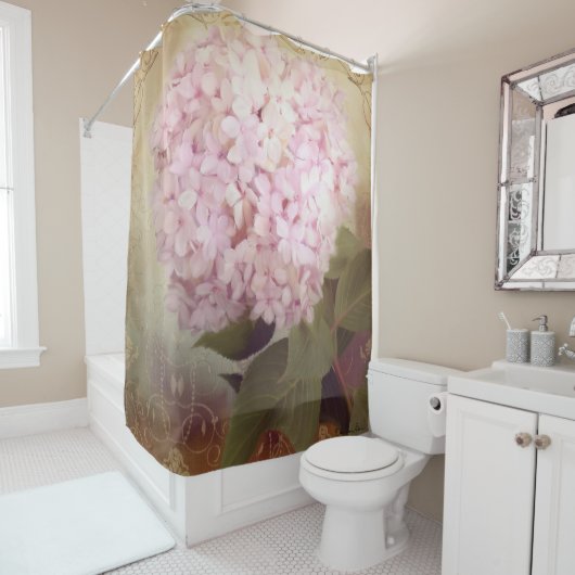 そっと夏の赤面のアジサイの花のヴィンテージのスタイル シャワーカーテン (インサイチュ)
