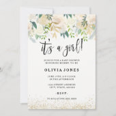 そのかわいらし女の子フローラベビーシャワー招待状 招待状 (正面)