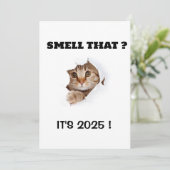 そのにおい、わかる?2025年だよ!おもしろい猫の名言 ホリデーカード (スタンド正面)