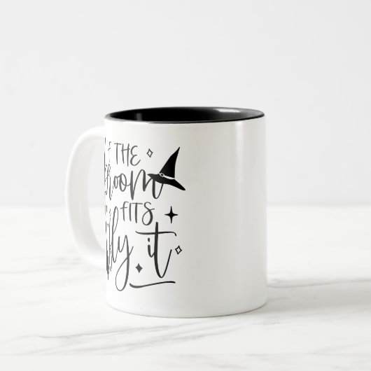 そのもし後、ほうきの間に合う面白いハロウィーン ツートーンマグカップ (正面左)